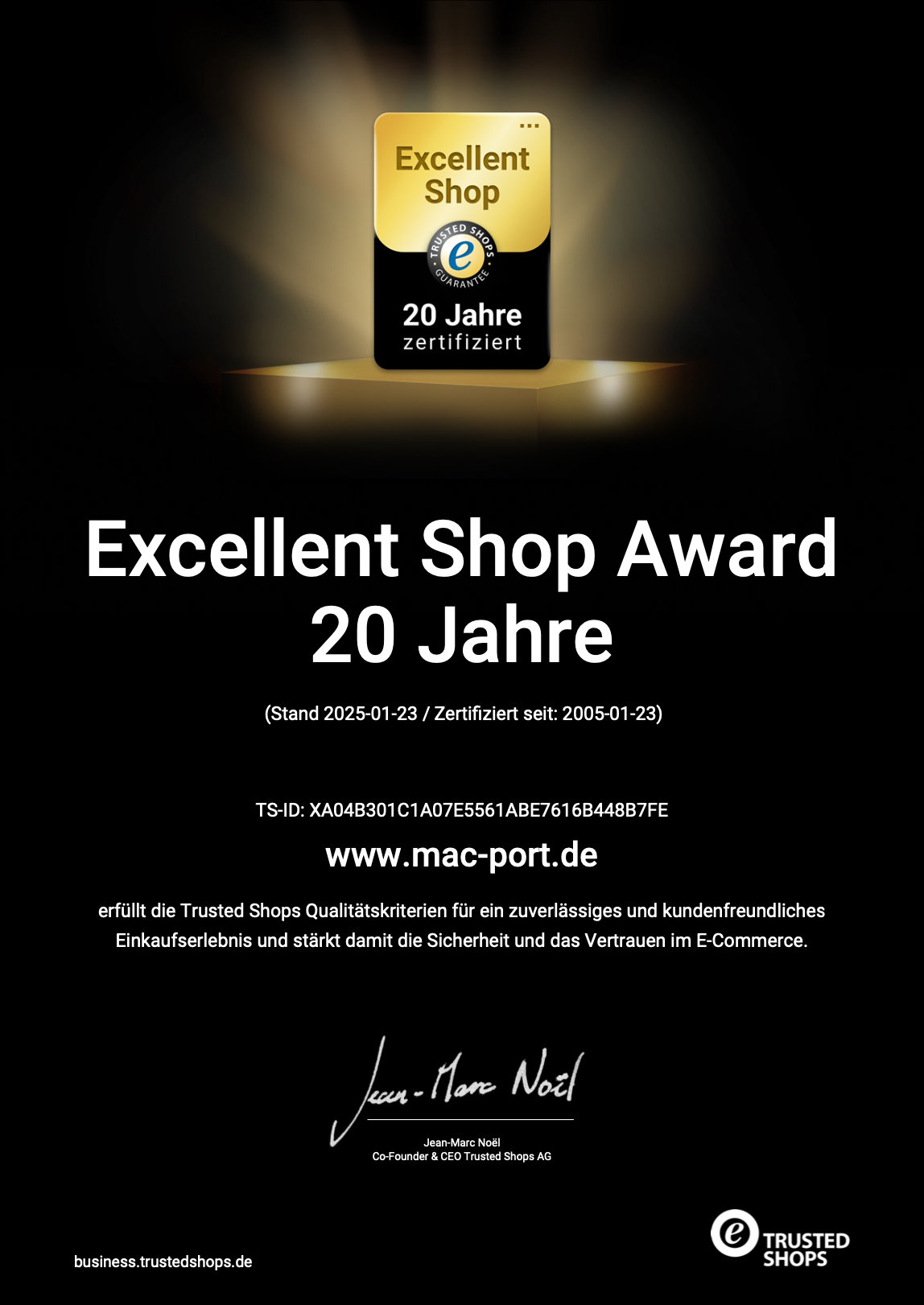 Excellent Shop Award 20 Jahre